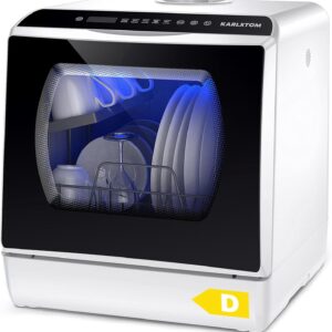 Karlxtom Mini lave vaisselle de table compact - Commandes tactiles LED et 6 programmes de lavage - Fonction lavage fruits et soins bébé