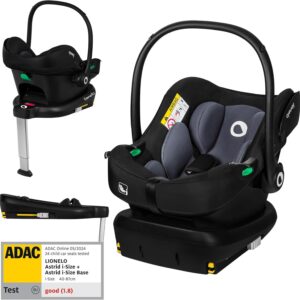 LIONELO Astrid i-Size - Ensemble siège auto bébé avec base Isofix 40-87 cm - Harnais 3 points protection latérale insert Dri-Seat