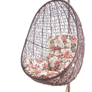 Fauteuil suspendu Kideo Summergarden - Structure et panier marron avec armature - Coussins nid 3762 Summergarden - Ensemble lounge intérieur et extérieur