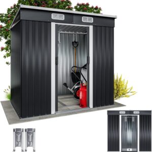 Abri de jardin métal GARDEBRUK L 2 m² - Fondation 200x125x185 cm avec porte coulissante anthracite - Cabane rangement outils extérieur