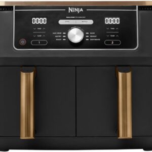 Friteuse sans huile Ninja Foodi MAX Dual Zone AF400EUCP - Capacité 9,5 L avec deux tiroirs - Six modes de cuisson - Finition cuivre et noire