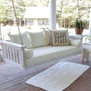 Balançoire de porche intérieure extérieure 2 places - Fauteuil suspendu inclinable en bois avec chaîne - Banc de jardin en bois anticorrosion