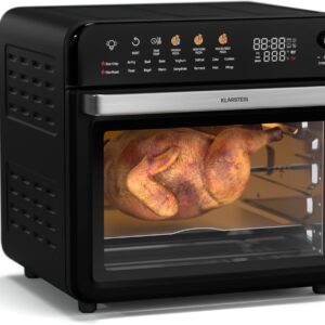 Klarstein AirGlaze Friteuse sans huile 34 L 2200 W - Air Fryer avec 19 programmes écran tactile rôtisserie noire