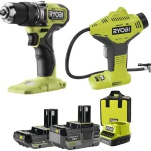 Perceuse visseuse à percussion Ryobi ONE Plus 18 V - Moteur brushless - Batteries 2 Ah et 4 Ah avec chargeur - Compresseur offert