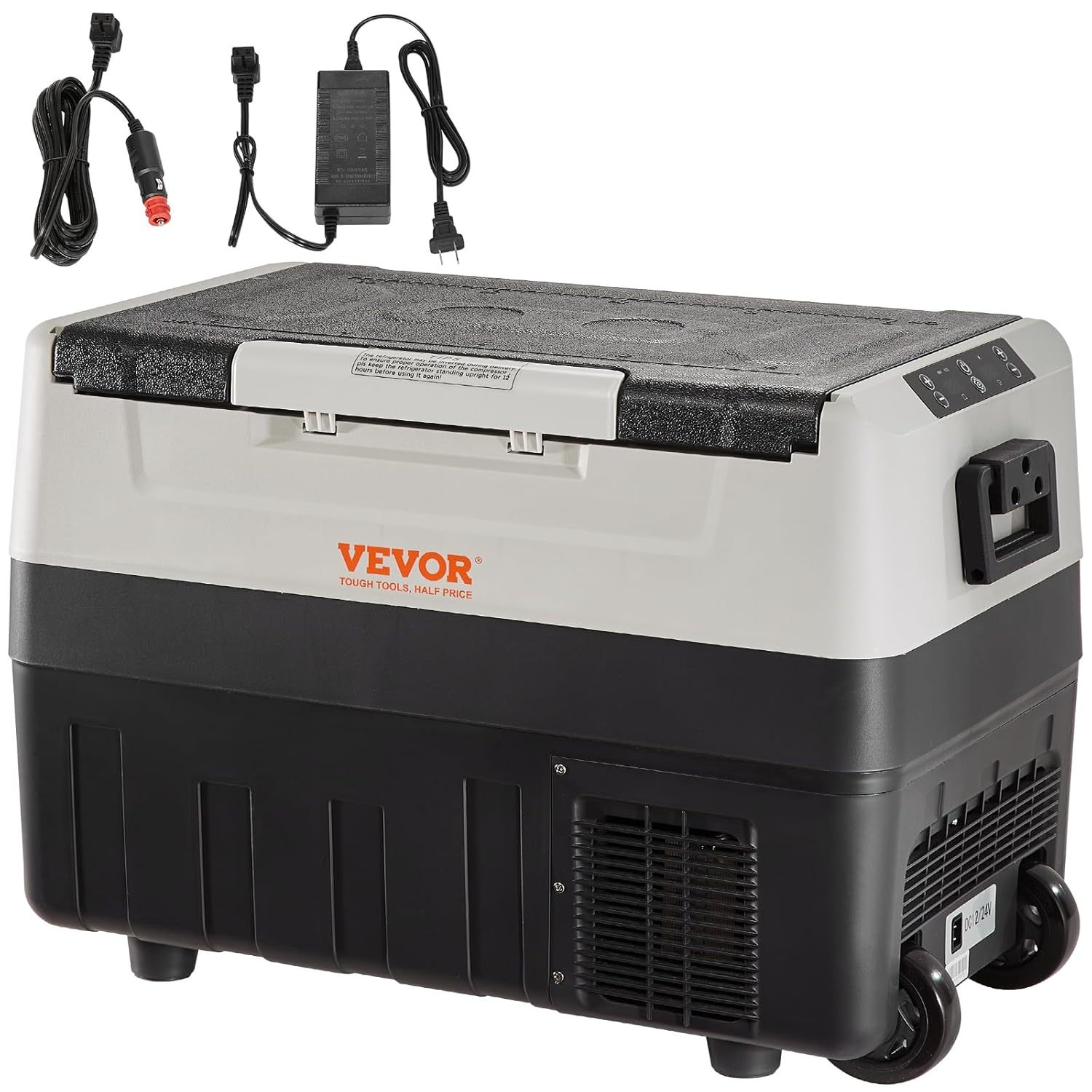 Glacière électrique portable VEVOR - Capacité 55 L double zone - Température réglable de moins 20 C à 10 C - Alimentation 12 V 24 V et 100 à 240 V