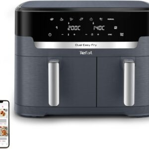 Tefal Dual Easy Fry Air Fryer double chambre 11 L - Friteuse sans huile avec 2 zones 7 programmes automatiques gris EY942BE0