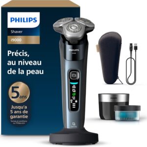 Rasoir électrique Philips i9000 X9001-30 - Rasage sec et humide bleu pigeon - SkinIQ et Triple Lift and Cut - Lames Dual SteelPrecision 360 avec Quick Clean Pod