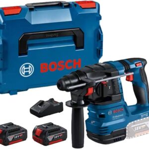 Bosch Professional Perforateur sans fil GBH 18V-22 SDS plus - Kit avec 2 batteries 4Ah chargeur rapide et L-BOXX