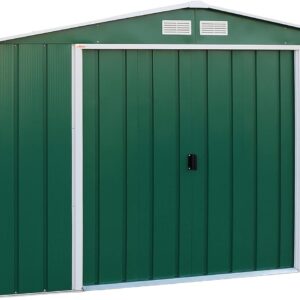 Duramax ECO Abri de jardin métal galvanisé à chaud - Structure de toit renforcée - Cabane rangement extérieur verte
