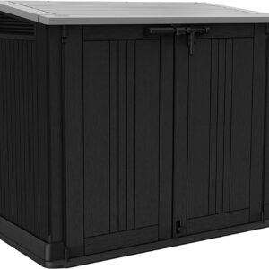 Abri horizontal Keter SIO Nova noir - Capacité 880 litres - Cache poubelles et rangement extérieur - Coffre de jardin compact