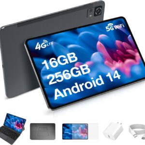Weelikeit Tablette Android 14 tactile 12 pouces écran 2K FHD - 16 Go RAM 256 Go ROM 4G LTE double SIM - Clavier GPS GMS OTG gris