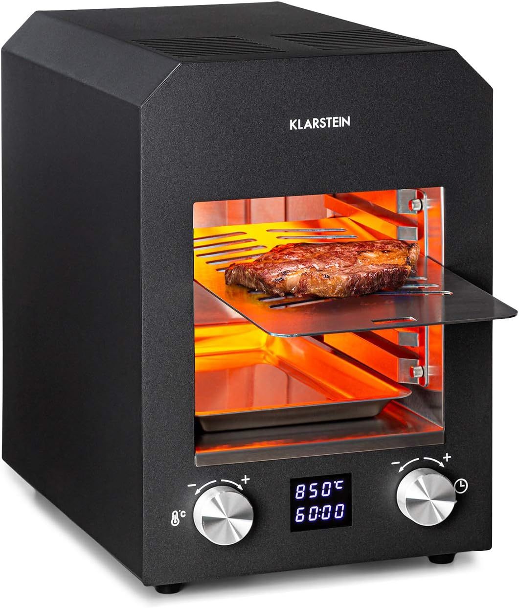 KLARSTEIN Hannibal - Grill haute température intérieur 2200 W - Grill infrarouge avec système CharForce température 200-850 degrés écran LED minuterie