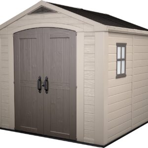 Abri de jardin Keter Factor 88 - Surface 6,3 mètres carrés dimensions 257 x 255 x 243 cm - Finition beige et marron - Référence K209875