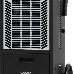 Déshumidificateur professionnel COSTWAY 66 L par jour - Pompe et tuyau de vidange - Minuterie 24 h et deux vitesses - Pour surfaces jusqu'à 418 m2