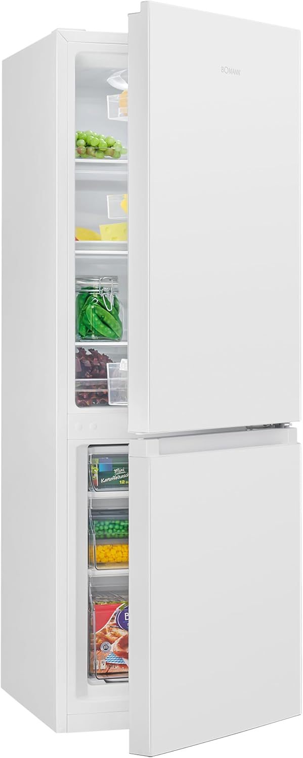 Réfrigérateur congélateur Bomann KG320 - Capacité totale 175 L - Température réglable en continu - Portes interchangeables et pieds réglables