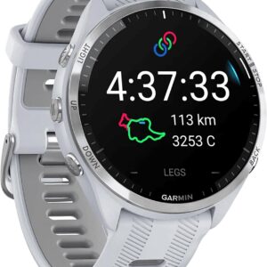Garmin Forerunner 965 Smartwatch GPS connectée unisexe - Suivi running et performances sportives - Whitestone et gris poudre