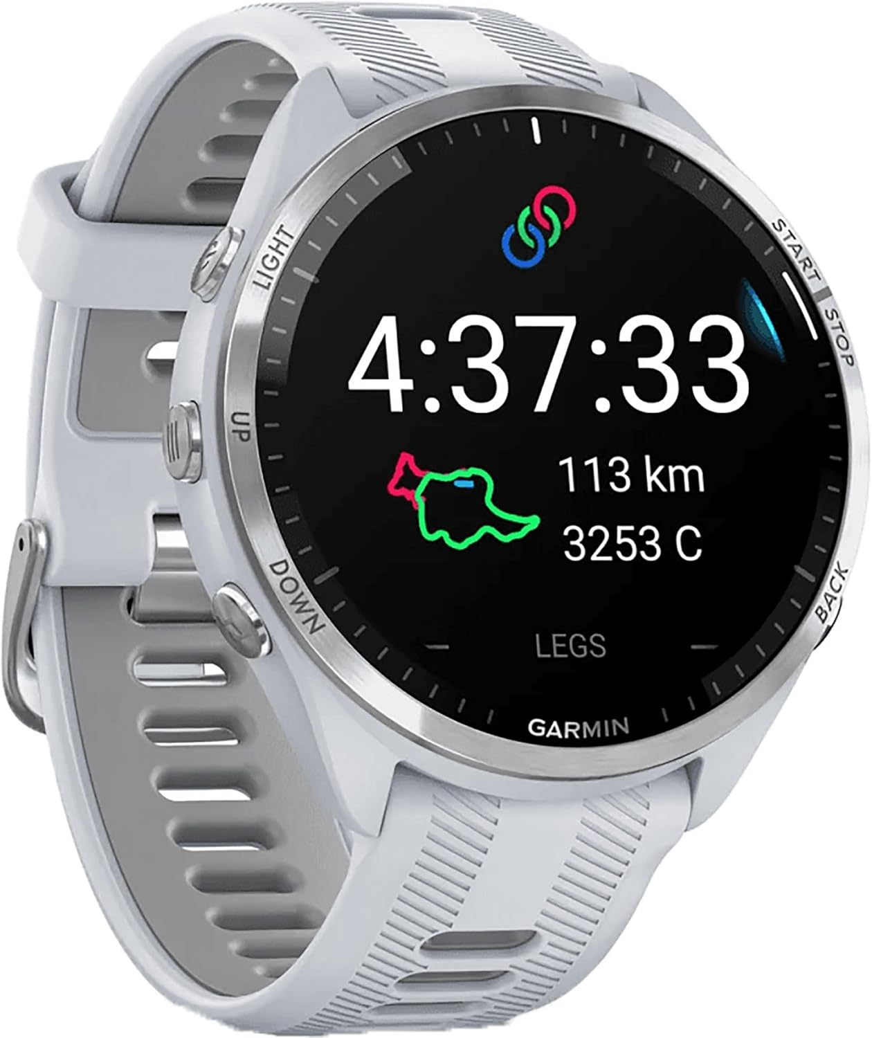 Garmin Forerunner 965 Smartwatch GPS connectée unisexe - Suivi running et performances sportives - Whitestone et gris poudre