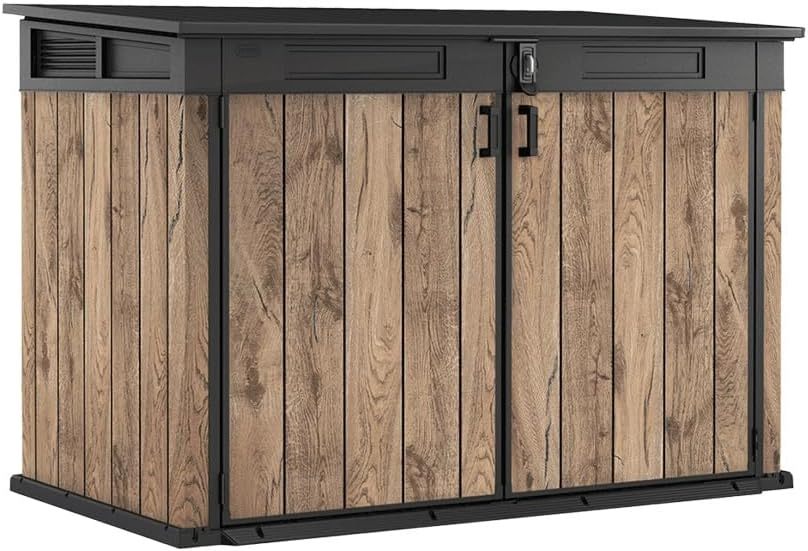 Coffre de rangement Keter Signature - Capacité 2020 litres - Finition aspect bois pour extérieur - Grand rangement de jardin