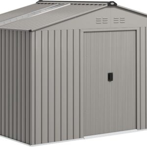 Abri de jardin acier galvanisé Outsunny XXL 5,4 m² - Fondation 277x195x192 cm avec toit fibre de verre porte coulissante et 4 aérations gris