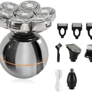 Rasoir électrique homme 4 en 1 multifonction 7D - Rasoir chauve et tondeuse barbe - Kit USB rechargeable avec lames flottantes