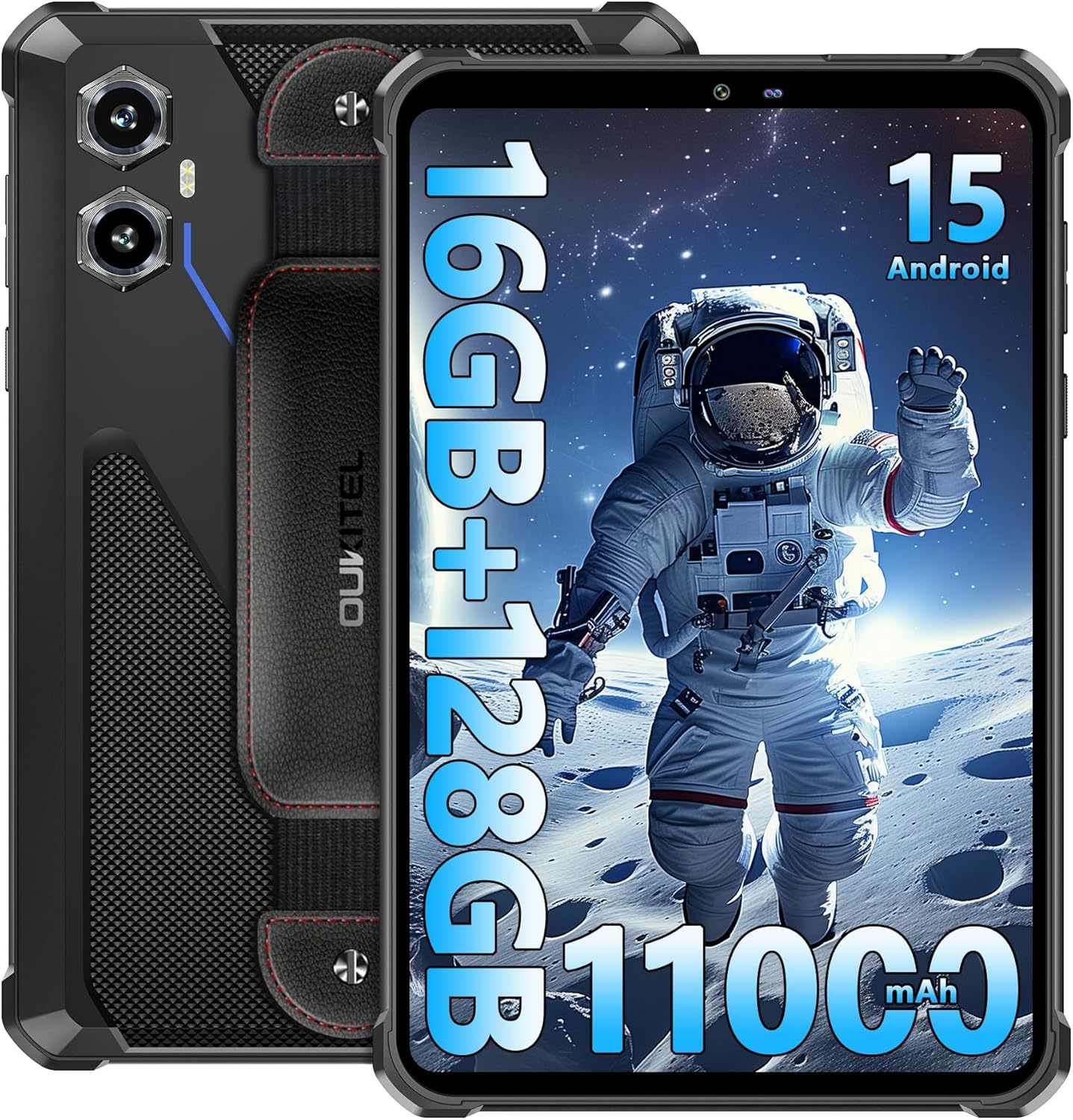 Tablette durcie OUKITEL RT3 Plus 8 pouces - Android 15 batterie 11000 mAh - RAM 16 Go stockage 128 Go extensible 1 To - Double SIM 4G NFC GPS bleue