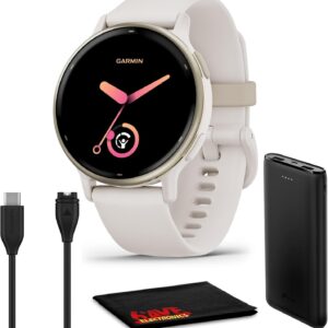 Montre connectée GPS Garmin Vivoactive 5 - Écran AMOLED 3 cm et lunette aluminium doré crème - Suivi santé fitness - Bracelet silicone ivoire