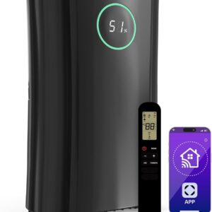 KLARSTEIN DryFy ProConnect 24 L - Déshumidificateur connecté WiFi pour maison et bureau - Minuterie 24 h filtre à charbon actif et fonctionnement silencieux - Jusqu'à 36 m2 noir