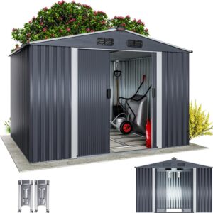 GARDEBRUK Abri de jardin métal XXL 5 m² - Fondation 260x205x180 cm porte coulissante anthracite métallique - Cabane rangement outils extérieur 9 m³