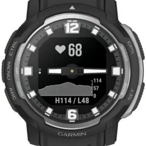 Garmin Instinct Crossover Montre GPS hybride connectée robuste - Design noir boîtier 45 mm - Suivi activités outdoor