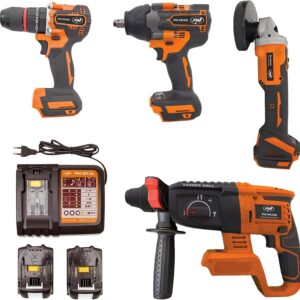 Kit outils électriques PNI WK450 - Machines sans fil 18 V - Batteries 5 Ah incluses - Chargeur fourni pour travaux de bricolage