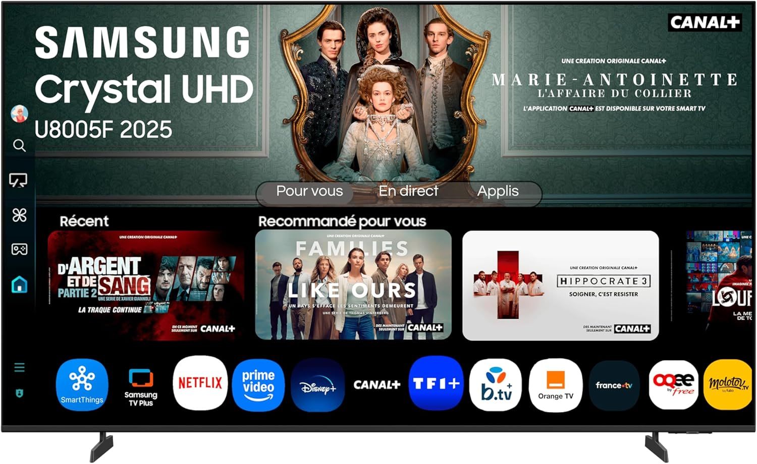 Samsung Crystal UHD 55U8075F Smart TV 55 pouces 4K UHD - Crystal Processor 4K - HDR - WiFi Bluetooth - Gaming Hub et Knox Security