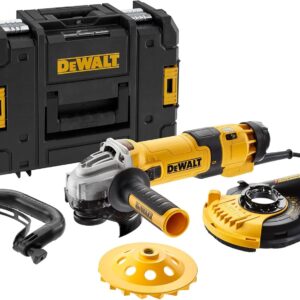 DEWALT Meuleuse d'angle filaire 125mm 1500W à vitesse variable - Kit de surfaçage avec interrupteur anti-redémarrage DWE4257KT-QS