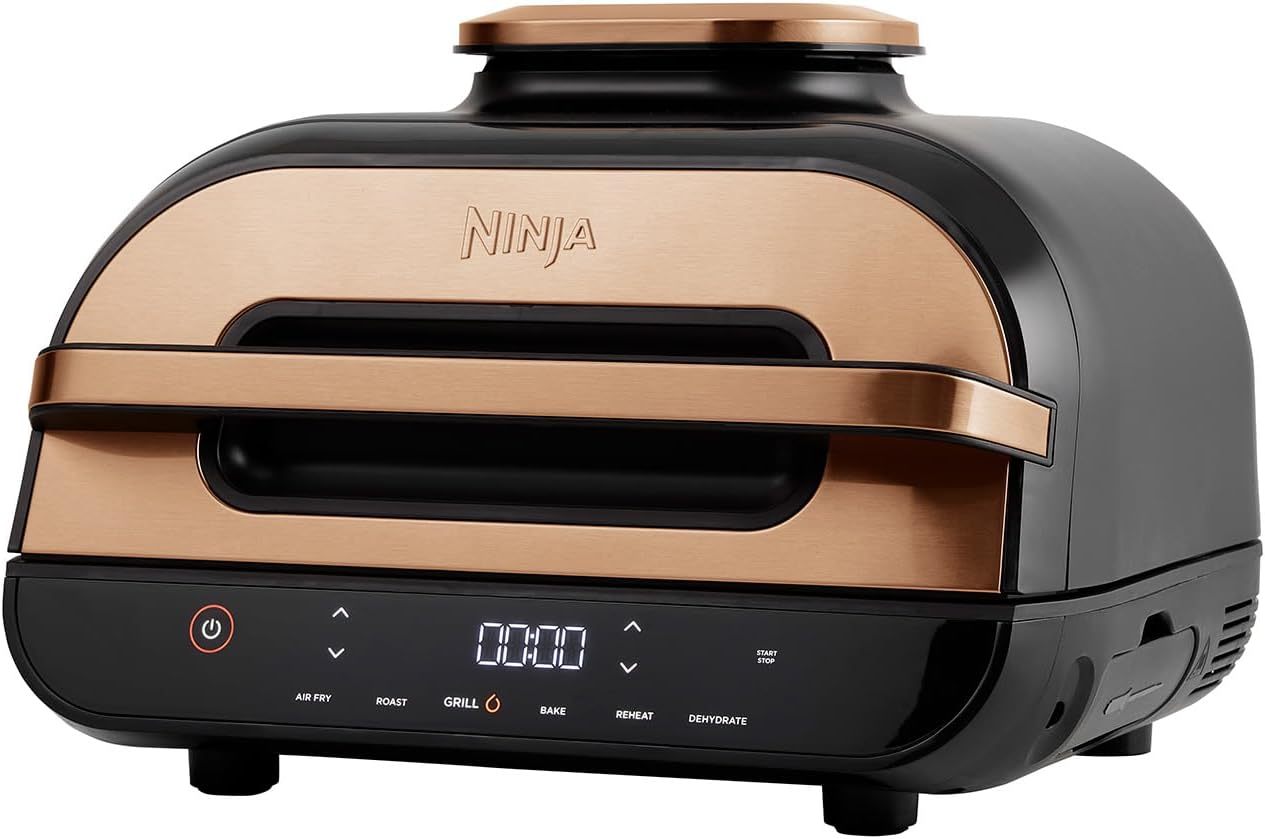 Grill intérieur Ninja Foodi MAX AG551EUCP - Capacité 3,8 L et six fonctions - Friteuse sans huile et rôtissoire - Pièces lavables cuivre et noir