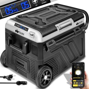tillvex Glacière à compresseur électrique 50 L - Réfrigérateur congélateur portable jusqu'à -20 C - Contrôle WiFi APP USB 12 24 V et 230 V pour voiture camion bateau camping-car