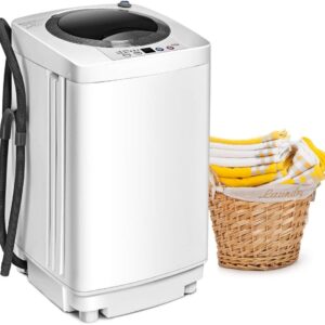 GOPLUS Mini lave linge à godet unique 3,5 kg - Machine à laver compacte 240 W avec pompe de drainage et panneau multifonction