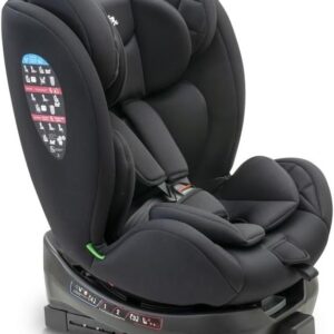 Siège auto Interbaby Sella noir - Groupe 0 plus 1 2 3 et norme i-Size - Rotation 360 degrés - Installation ISOFIX pour enfant évolutif