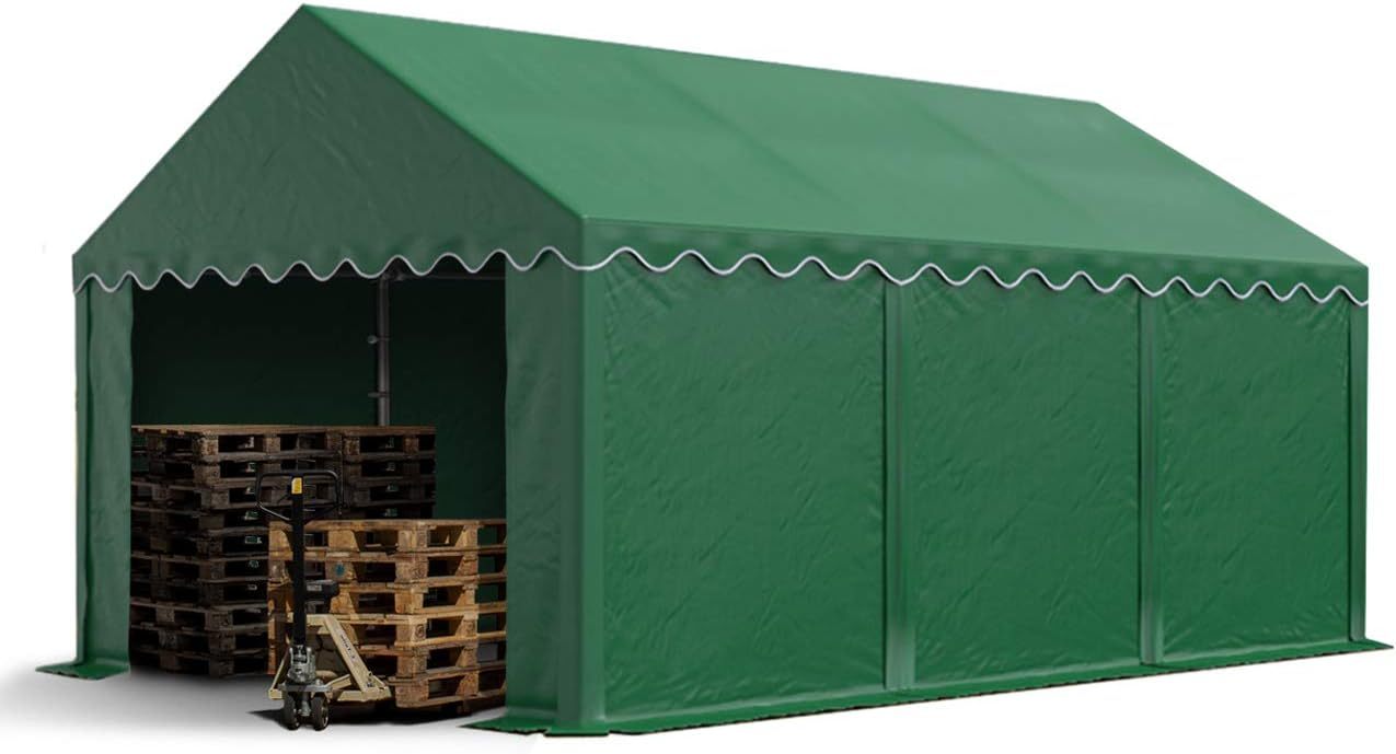 Tente de stockage TOOLPORT vert foncé - Format 3 x 6 mètres - Bâche PVC 700 N imperméable - Grand abri extérieur pour matériel