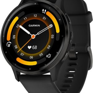 Montre connectée GPS Garmin Venu 3 - Fonctions sport et suivi santé - Écran tactile pour usage quotidien - Finition grise avec bracelet noir