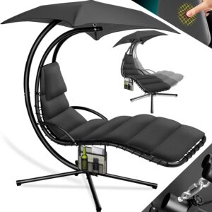 Chaise longue flottante KESSER avec parasol - Fauteuil suspendu à bascule et hamac - Capacité maximale 120 kg - Siège de relaxation pour intérieur extérieur