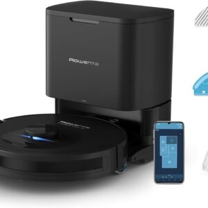 Robot aspirateur laveur Rowenta X-Plorer Série 85 Plus - Aspiration 6000 Pa et laser 360 degrés - Vidage automatique de la poussière - Modèle RR87D5FE noir