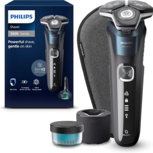 Rasoir électrique Philips Series 5000 S5889-50 - Wet and Dry avec technologie SkinIQ - Tondeuse rétractable - Quick Cleaning Pod et étui