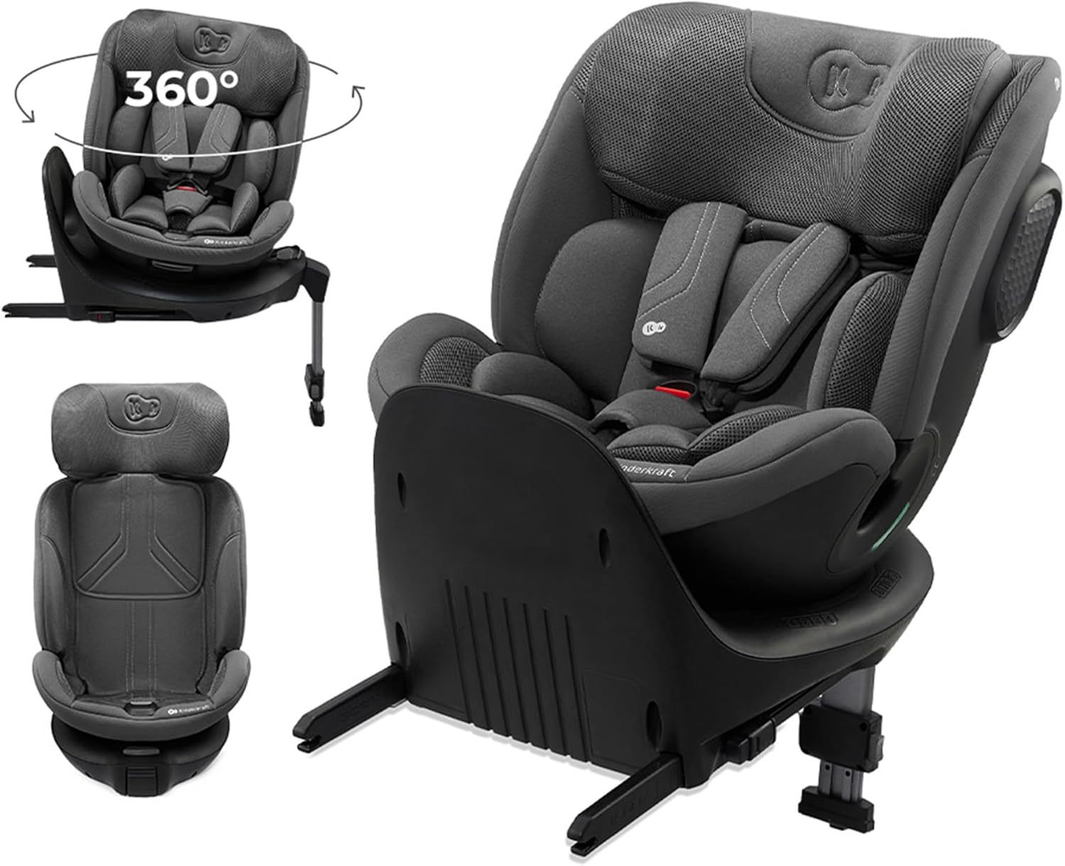 Kinderkraft XRIDER2 I-Size - Siège auto bébé évolutif 40-125 cm - Rotation Isofix 360 degrés dos et face route avec protections latérales