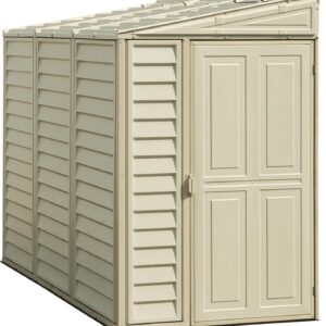 Duramax SideMate 4x8 Abri de jardin plastique 2,91 m² - Kit fondation métal porte réversible structure toit métal ivoire