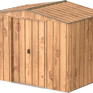 Abri de jardin Duramax TOP Shed grain de bois - Format 8 x 6 surface 4,37 mètres carrés - Acier galvanisé sans entretien - Toit renforcé résistant aux intempéries