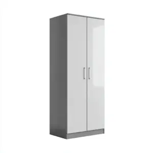 Armoire 2 portes moderne 90x55x180 cm - blanc - rangement intérieur