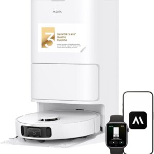 Robot aspirateur laveur Mova E40 Ultra - Aspiration 19000 Pa et vidage automatique - Lavage MaxiReach - Base tout en un avec autonomie jusqu'à 75 jours
