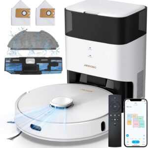 Robot aspirateur laveur AIRROBO avec station - Navigation LiDAR et nettoyage personnalisé - Bac à poussière automatique 3,5 litres - Autonomie 180 min WiFi application