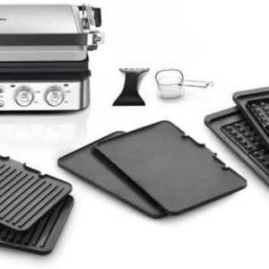 Braun MultiGrill 9 CG 9047 - Grill électrique panini avec plaques de cuisson et gaufres - Double thermostat indépendant 2000 W noir inox