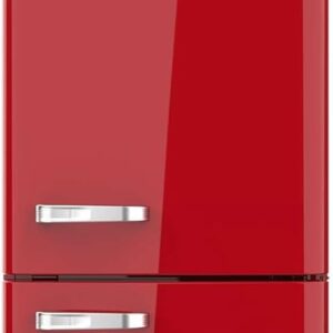 Cecotec Réfrigérateur congélateur combiné Bolero CoolMarket Combi Origin 250 NF Red E - 250 L - No Frost Multi Air Flow Fast Cooling rouge rétro