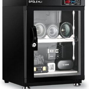 Armoire sèche numérique 35 L - Boîte électronique pour appareil photo et objectifs - Éclairage LED fonctionnement silencieux et économie d'énergie - Pour rangement du matériel photographique